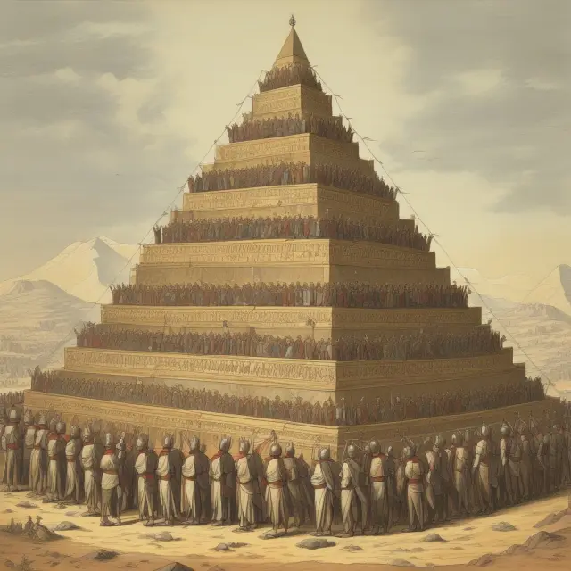 A triangular pyramid symbolizes a bureaucratic organization; the emperor sits atop, while empire builders threaten its stability