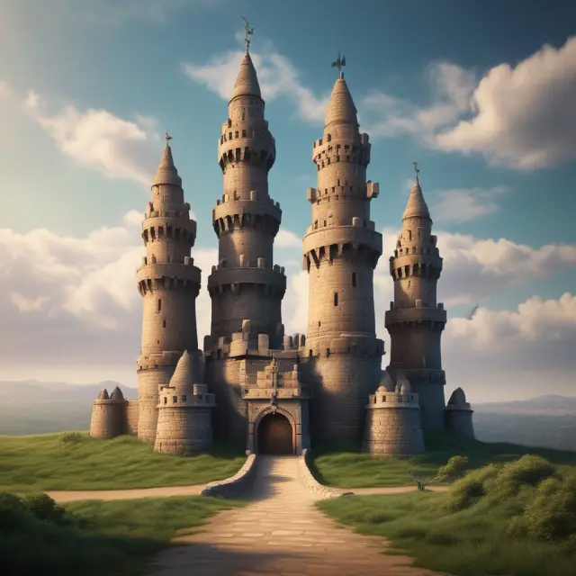 Strong castle foundation with five towers representing leadership, financial stability, practical strategies, resource allocation, and robust risk management.