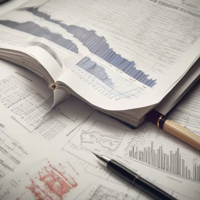 A visualization of the Empirical Rule in finance, with a book depicting stock market graphs and symbols for mean and standard deviation.