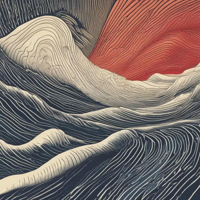 A dynamic scene of statistical waves moving around the mean, illustrating the Empirical Rule in Finance
