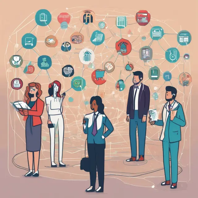 Employment agencies connecting job seekers and employers through a dynamic network, symbolizing the hiring process