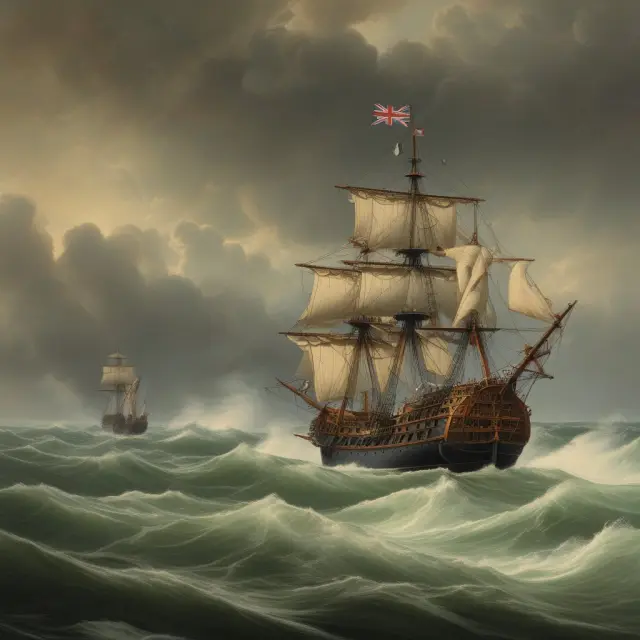 A storm-tossed British ship leaving the European Monetary System (EMS), signifying independence in economic policies