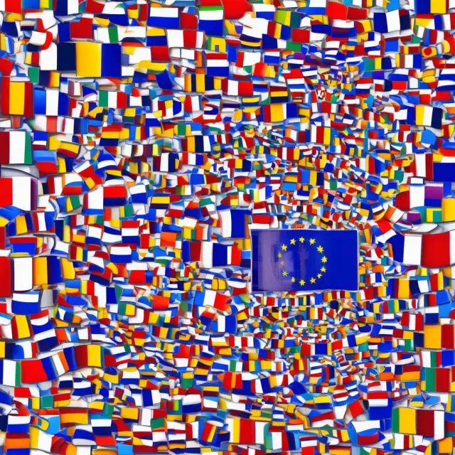 Mosaic of European flags merging into Euro symbol, representing the European Monetary System