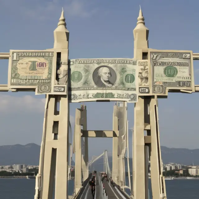 A bridge connecting diverse European countries, each holding their national currencies symbolizing their sovereignty and independence from the Eurozone
