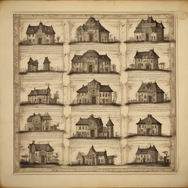 Landlord and tenant collaborate under an ancient parchment representing a lease agreement, their silhouettes intertwined around a property