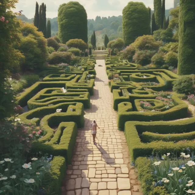 An intricate garden maze illustrating the concept of restrictive covenants and their impact on property usage