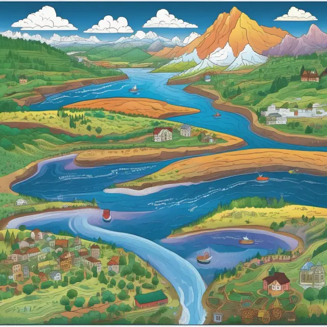 A flowing river represents endogenous variables connecting various fields like meteorology, agriculture, sociology, and engineering