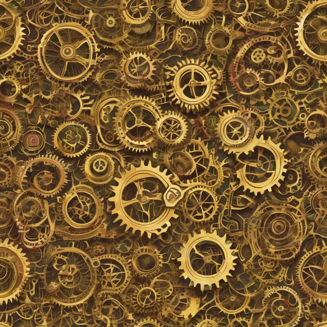 A golden gear system symbolizing telecommunications, education, and health interconnecting to create a strong base for endogenous growth.