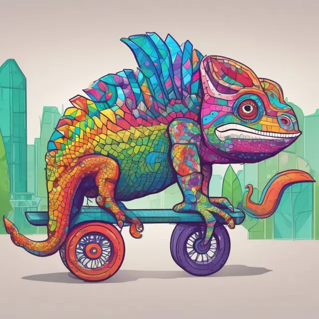 A chameleon metamorphosing an insurance policy with added rider scales for enhanced coverage.