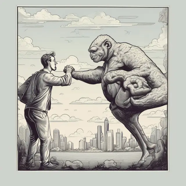 An investor holding onto a sentimental stock, represented by a rose, versus an objective hand releasing it, illustrating the endowment effect
