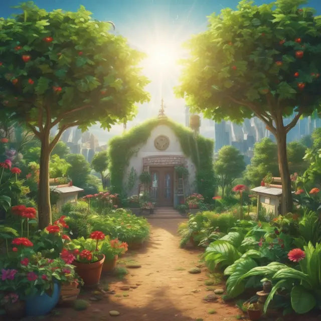 An image of a thriving garden where ESG-principled seeds grow, symbolizing endowments being nurtured by technology and regulatory changes.