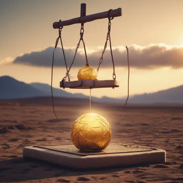 An institutional investor evaluating the EROI of renewable energy versus fossil fuels by weighing a solar panel on scales against blocks representing fossil fuels.