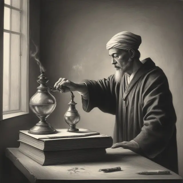Scholar pours wisdom into empty vessel representing ERP certification