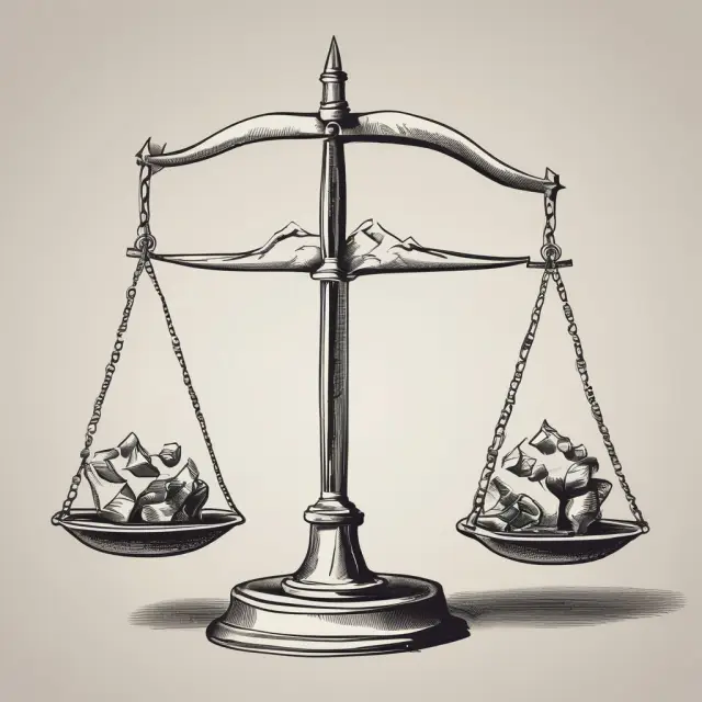 An investor weighing various energy sector investment options on a set of balances, including fossil fuels and renewable energy sources