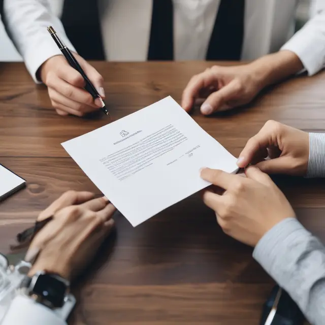 An image of a handoff between a service provider and a client, each holding a signed engagement letter. This visual represents the creation of a binding business agreement.
