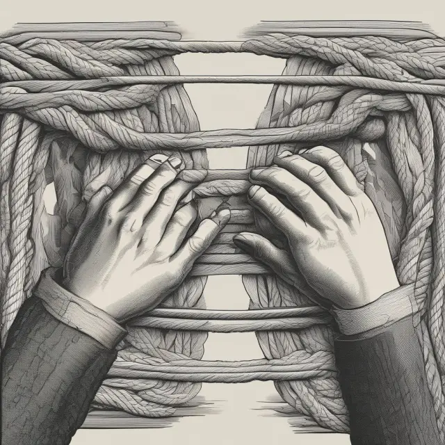 Hands intertwining and creating a dynamic rope, symbolizing long-term business relationships evolving and needing updated engagement letters.