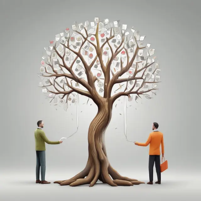 Handshake scene with clients and providers under an evolving tree signifying engagement letters