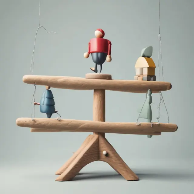 An individual on a seesaw represents both mitigating (left) and accepting (right) risks to balance an effective Enterprise Risk Management strategy.