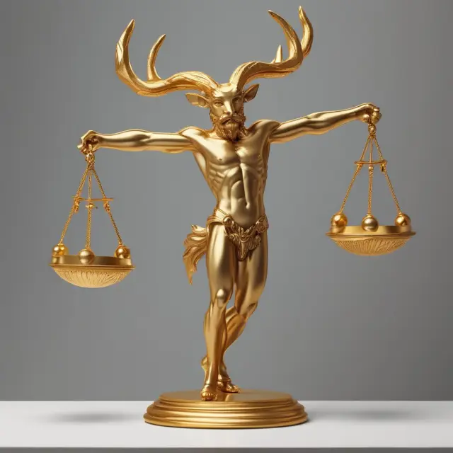 A mythical faun weighs Enterprise Value and Market Capitalization on golden scales, symbolizing a complete financial assessment