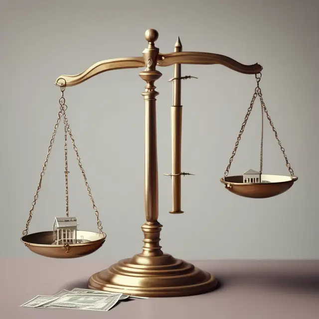 Balance scale comparing company debt, stock price, market capitalization, and cash equivalents representing Enterprise Value