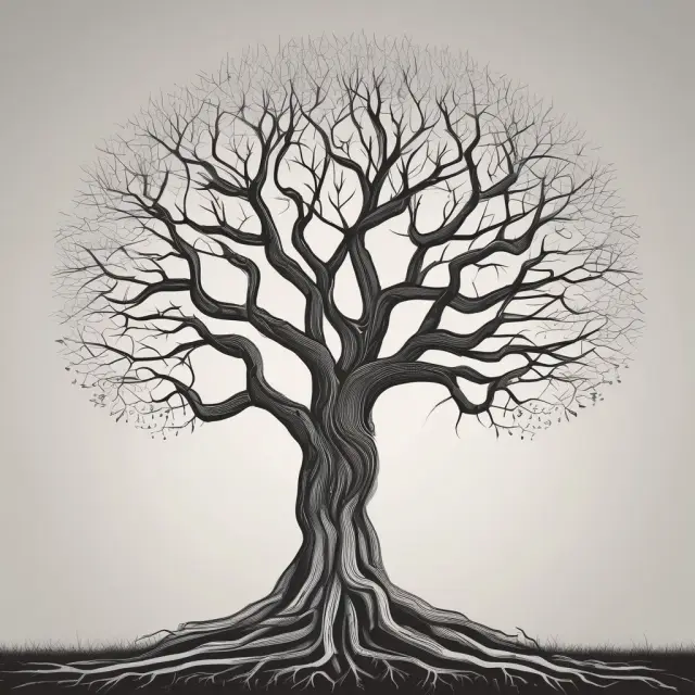Visualization of the Entity Theory: A tree with intertwined roots (corporate entity) and branches (personal ownership), balancing business and personal identity