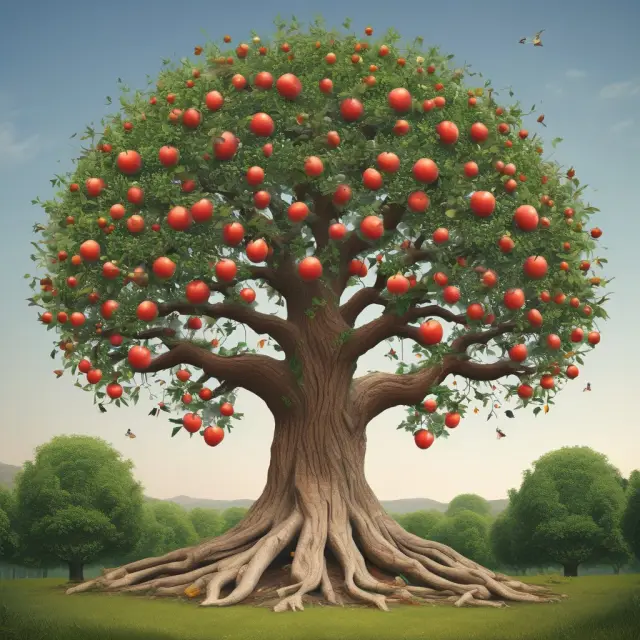 Visualizing environmental economics as a tree rooted in neoclassical principles, adorned with externalities, public goods, and sustainable solutions