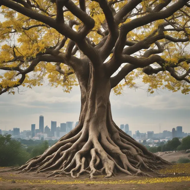 A tree with roots symbolizing ESG factors grows towards the sun, representing the interconnected environmental, social, and governance aspects of sustainable investing