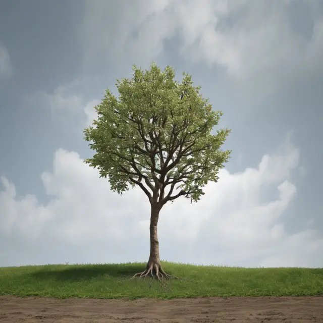 A tree with three interconnected branches laden with ripe fruits representing long-term returns, risk mitigation, and positive societal impact in ESG investing