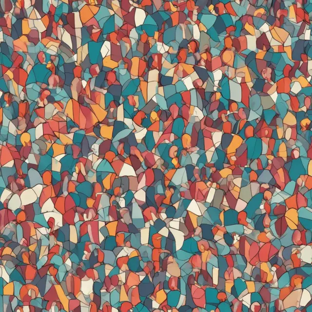 A colorful kaleidoscope showcasing diverse populations and age distributions symbolizing demographic influences on economic growth.