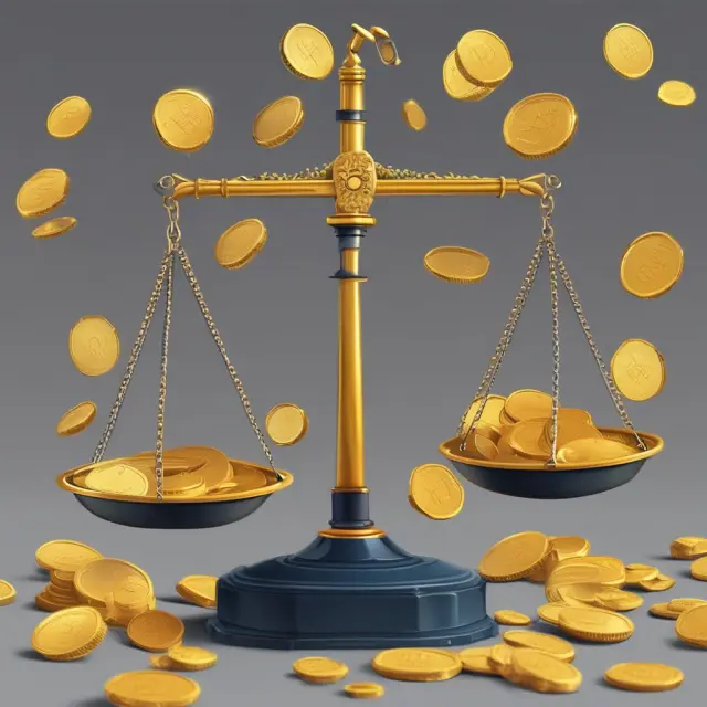Golden scales with coins slipping off, representing extraordinary items being excluded from Earnings Per Share (EPS) calculation
