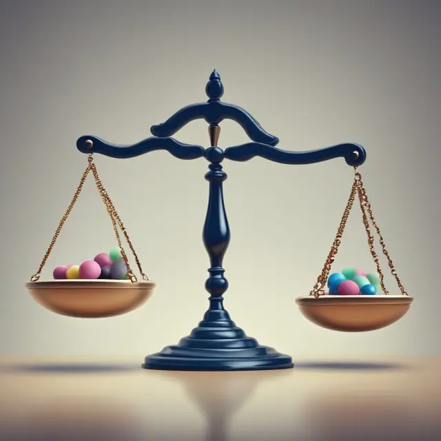 Image of scales balanced with equal weights representing the principle of equal weighting in finance and sector equilibrium