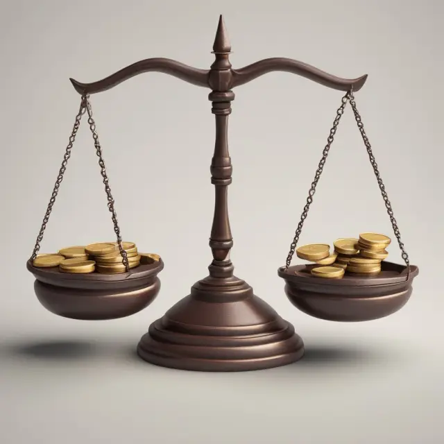 An image of a balanced scale with coins of various sizes symbolizing different stocks, emphasizing the concept of equal weighting in finance.