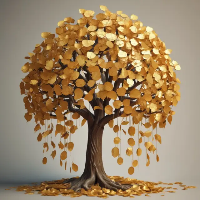 Money tree visualizing monetary circulation and velocity in macroeconomic models.