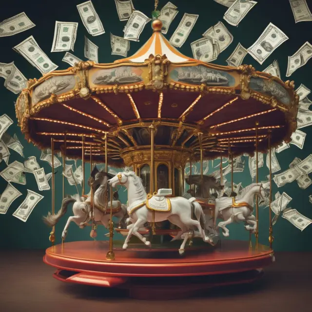 An ever-spinning carousel illustrating money