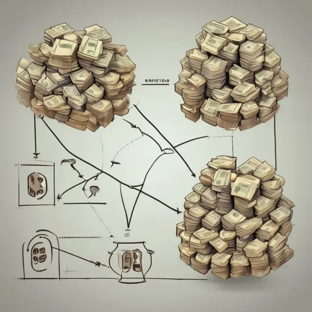 A visual representation of money flowing between the realms of real and nominal expenditures in the context of the equation of exchange.