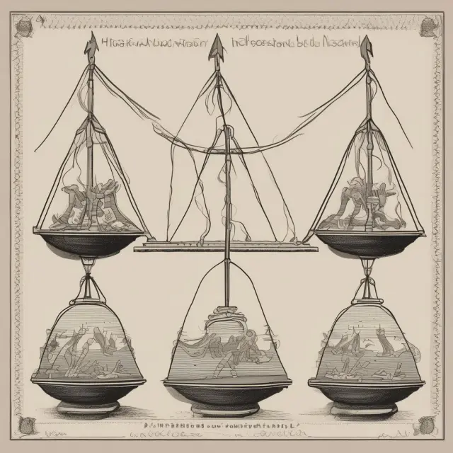 Scales balanced by hands symbolizing different economic equilibrium types: general, competitive, and intertemporal