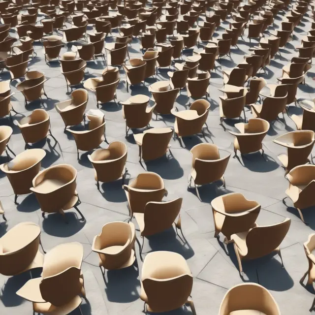 An image of an empty chair amidst a crowd of working individuals representing persistent unemployment in the context of Keynesian economics