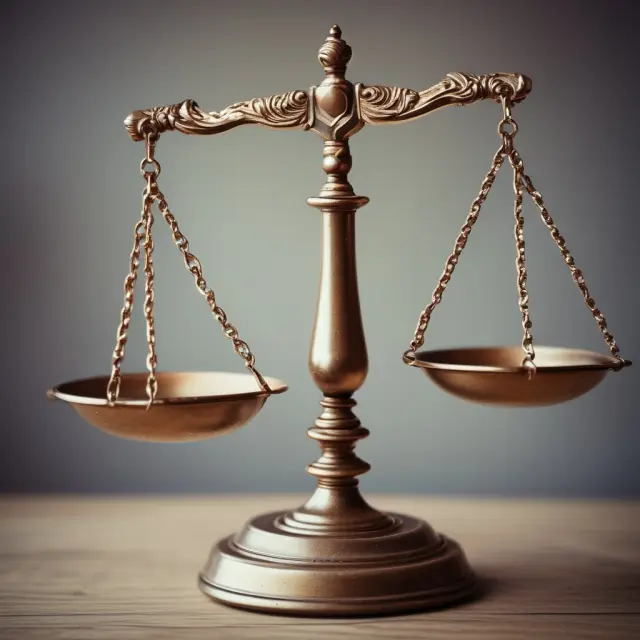 Justice scale balanced with advantages and disadvantages of equitable relief