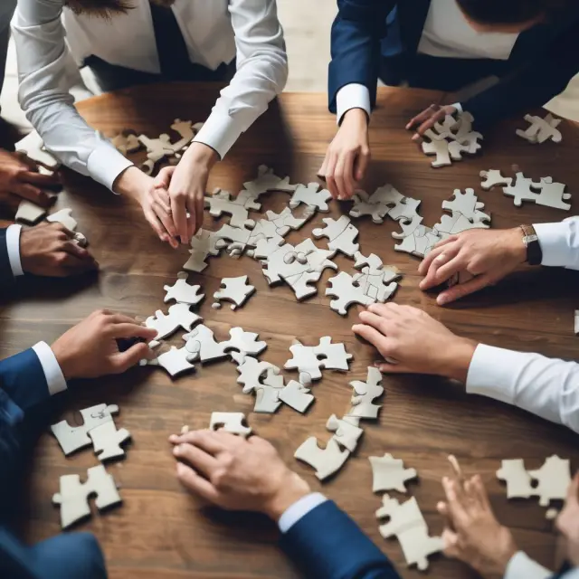 Institutional investors joining forces on a successful puzzle of equity co-investments, symbolizing selectivity and diversification.