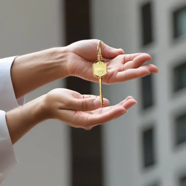 A wise general partner handing a golden key to an institutional investor, representing the unique opportunities and benefits of equity co-investments