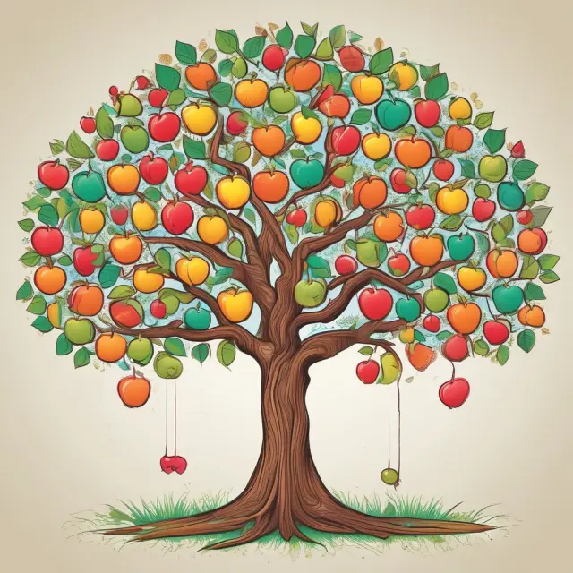 Equity-Linked Security: A tree yielding fruit based on stock market indices, representing potential gains