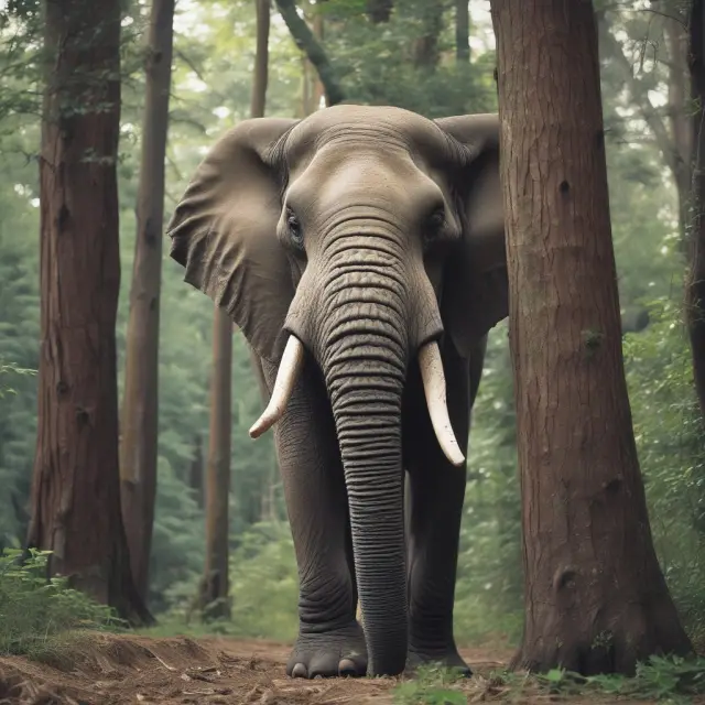 An elephant symbolizes capital protection, shielding a diverse forest containing trees representing upside potential and bushes symbolizing downside risks in ELNs