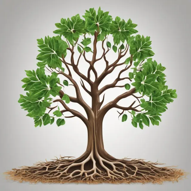 A flourishing tree with capital (roots) and retained earnings (leaves), representing equity as a vital indicator of financial health
