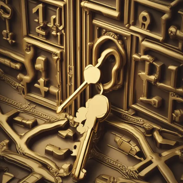 A golden key opens a vault revealing a variety of corporate assets, representing the process of private equity evaluating and investing in non-public firms