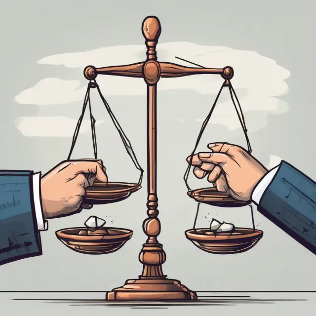 Two investors, represented by human hands, working together to balance the scale of financial reporting through equity accounting