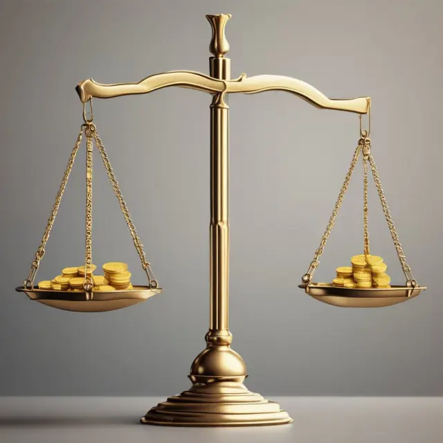 A set of two scales: one filled with gold coins symbolizing equity accounting profits and the other representing the cost method