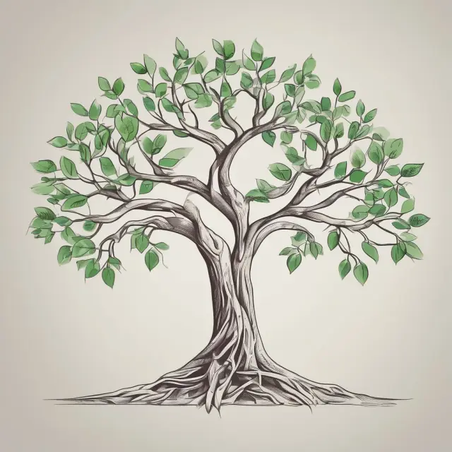 Image of a parent tree with its roots and branches interconnected with the branches of a subsidiary tree, representing cost and consolidated methods for investment accounting