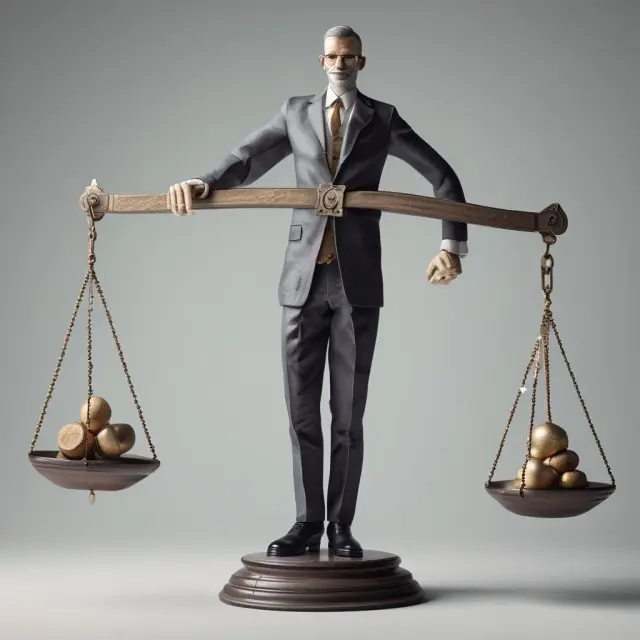 An investor balances a scale with stocks, bonds, and equity risk premiums to optimize portfolio allocation