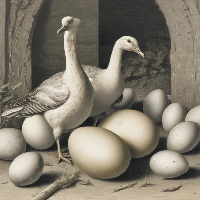 A golden goose lays Equivalent Annual Annuity (EAA) eggs representing Net Present Values (NPV) along a timeline, symbolizing the conversion process for fair comparison in capital budgeting.