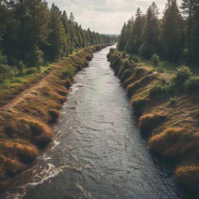 Three rivers on a landscape: Profit Erosion River, Asset Erosion River, Sales Erosion River, symbolizing types of erosion risks in business